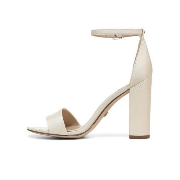 Sam Edelman Women’s Yaro Blocked Heeled Sandal, pearl ivory fabric, 8.5W, NWOT - Picture 2 of 8